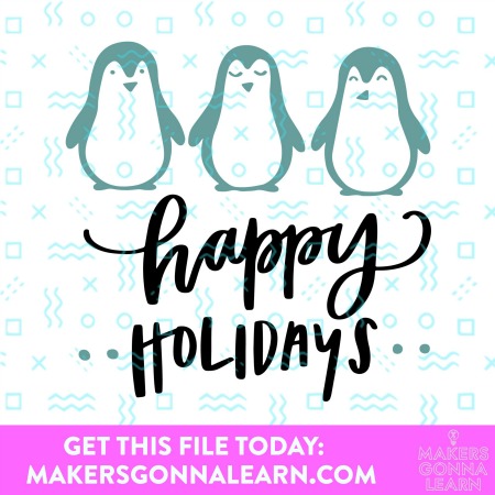 penguins happy holidays  SVG Cut file