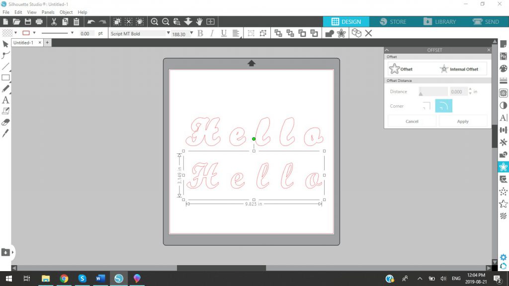 Drag Your Offset Design Away From The Original Text In Silhouette Studio