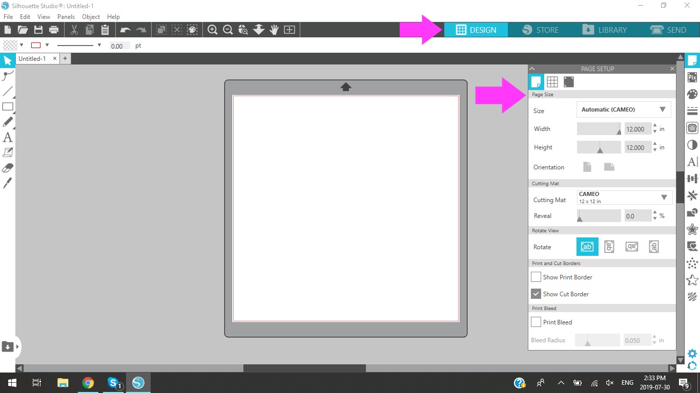 Silhouette Studio Setting Up Page Size