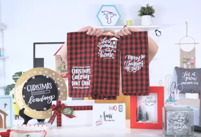 Use Heat Transfer Vinyl And A Cricut Machine To Create Holiday Kitchen Towels
