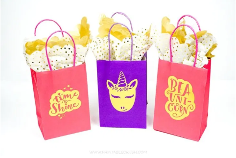 Adorable Gold Foil Diy Unicorn Gift Bags
