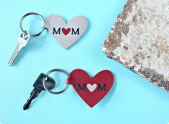 Diy Leather Heart Mom Keychain