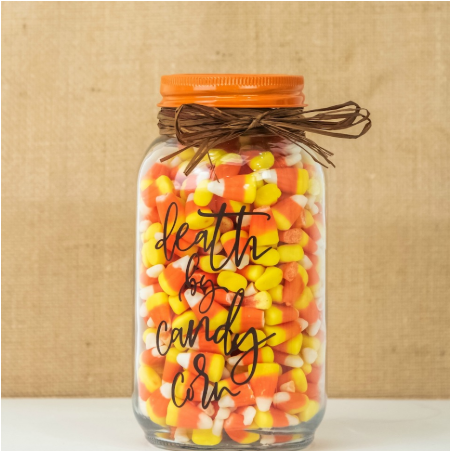 Halloween Home Decor “death By Candy Corn” Decorative Jar
