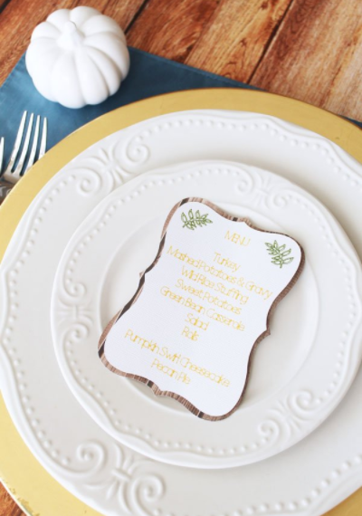 Thanksgiving Menu Cards printed with menu items to place at each person's place setting