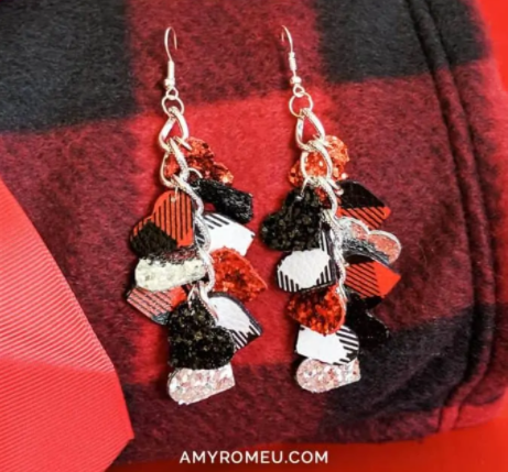 Cricut Faux Leather Reindeer Ornament Earrings - Amy Romeu