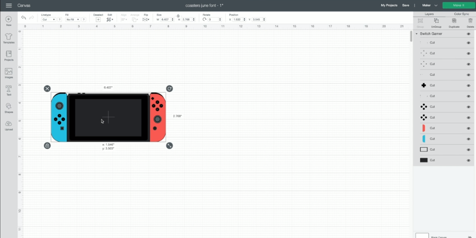Switch Gamer Cut File In Cricut Design Space