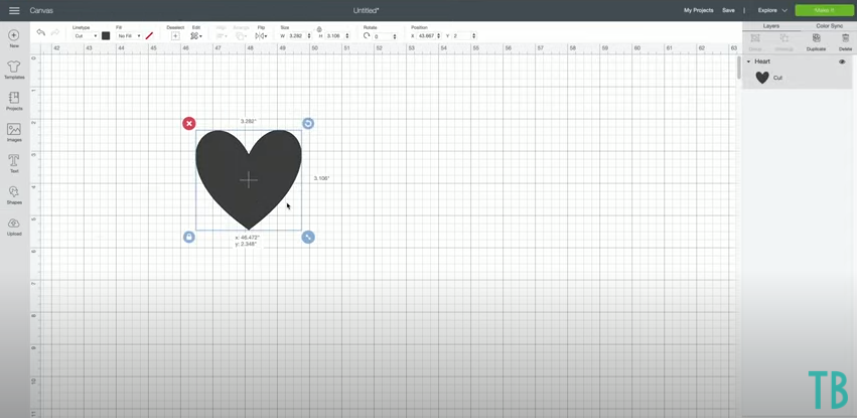 Grab A Basic Shape Heart And Add To Design Space Canvas