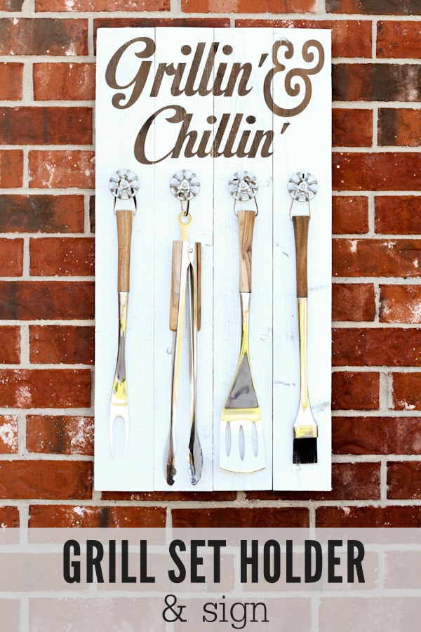 Grillin And Chillin Sign for organizing BBQ tools
