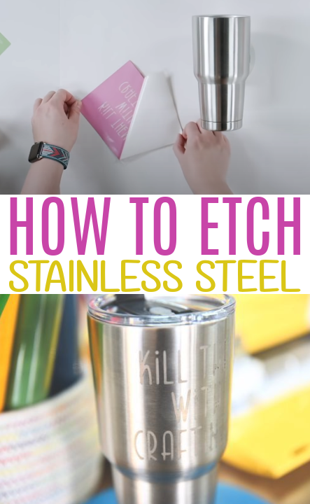 How to Etch Metal at Home: DIY Stainless Steel Tumbler with a Cricut  Stencil! 