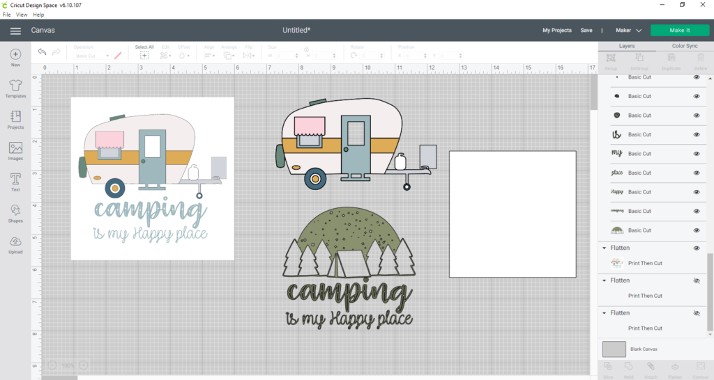 camping sticker with vintage camper and Camping is My Happy Place on it